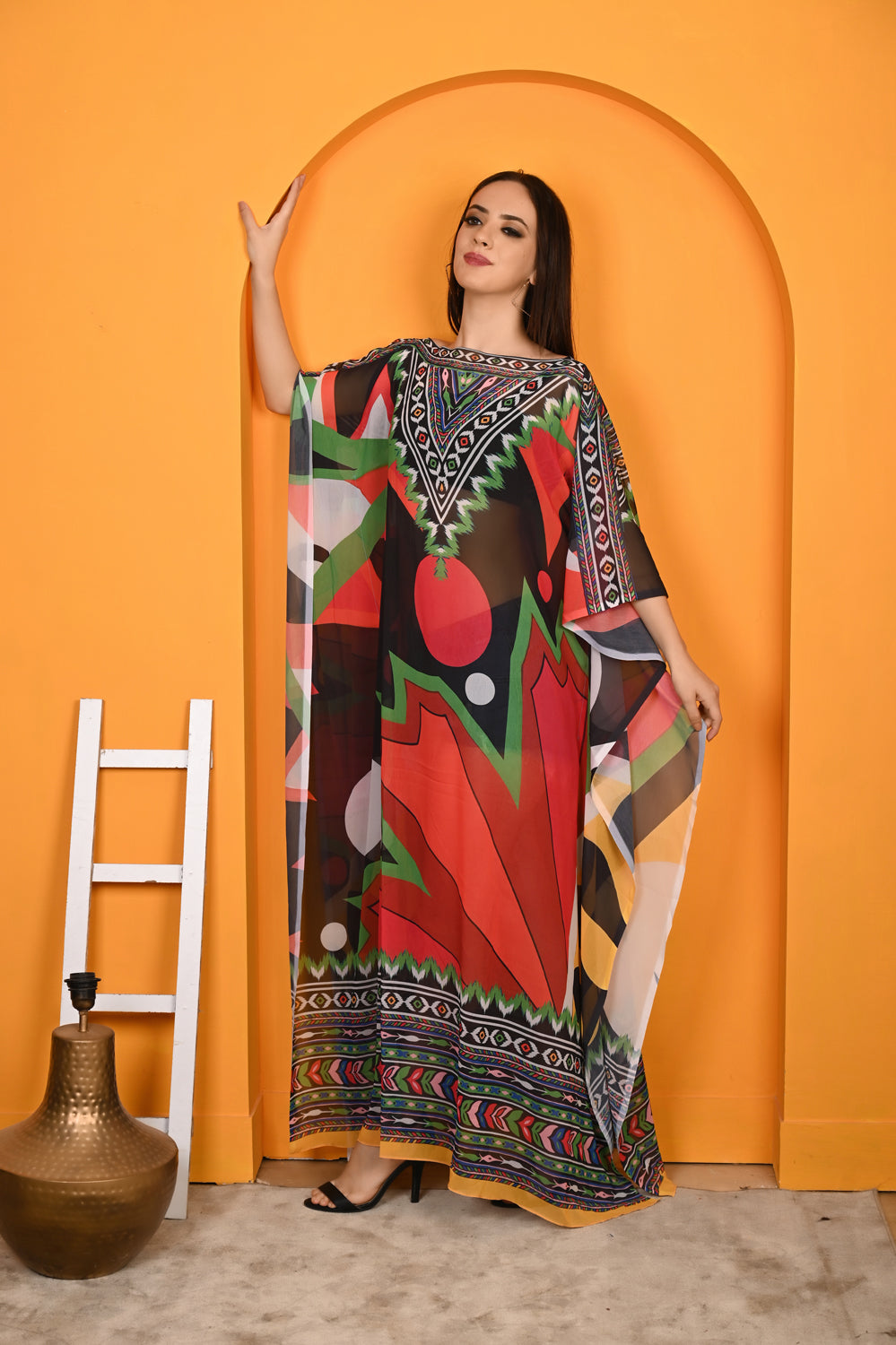 Kinza - Women- Digital Printed Abstract Kaftan For Women