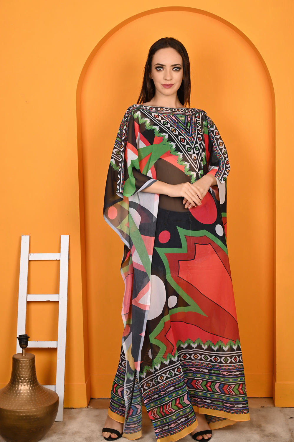 Kinza - Women- Digital Printed Abstract Kaftan For Women