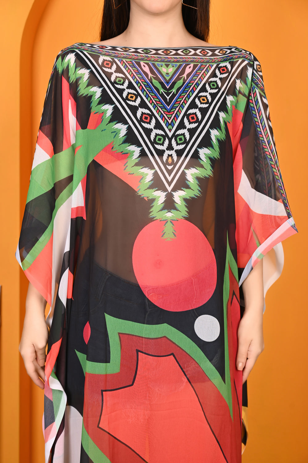 Kinza - Women- Digital Printed Abstract Kaftan For Women