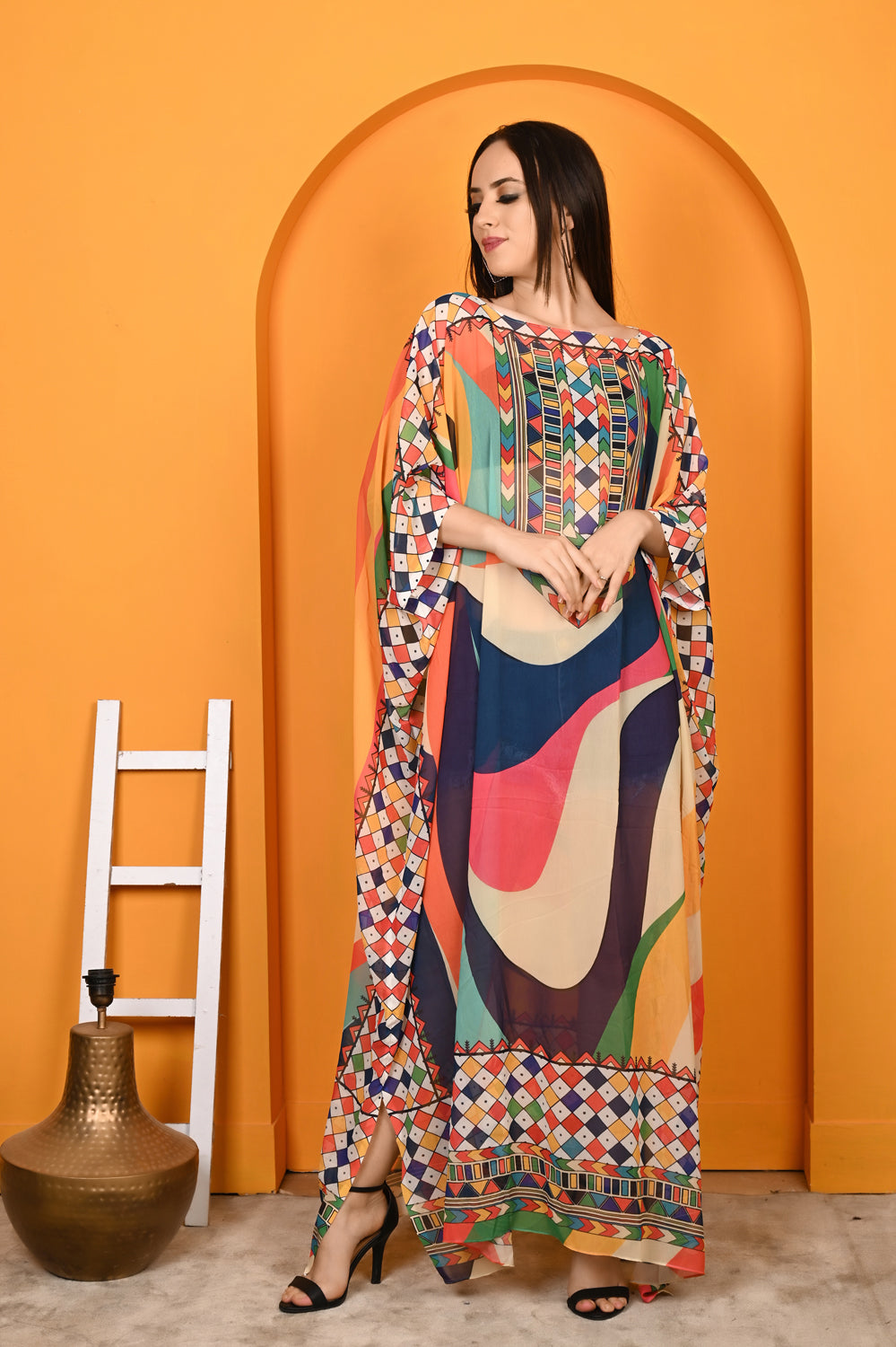 Kinza - Women- Digital Printed Abstract Kaftan For Women