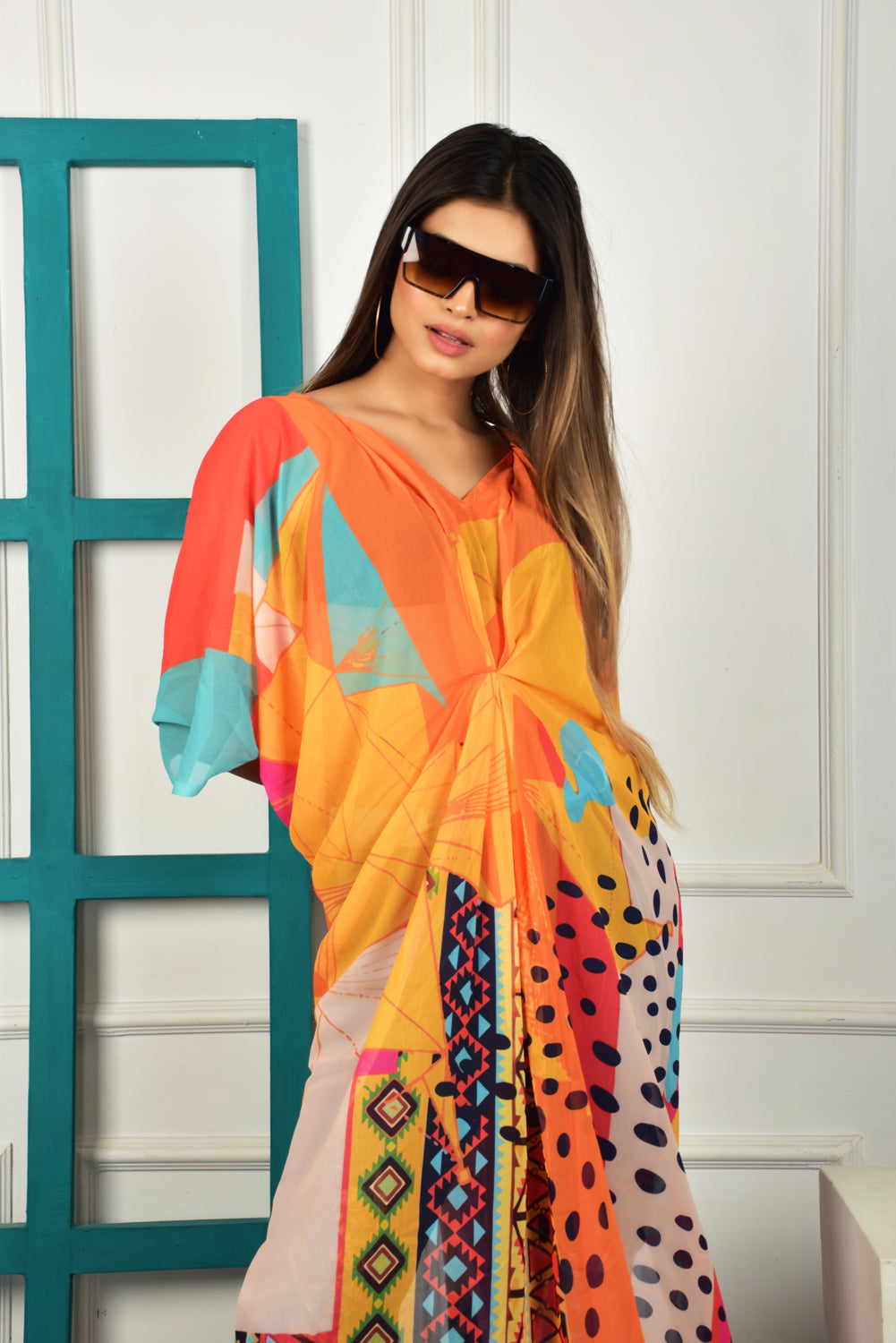 Self-Portrait -Women- Multicolor Printed Kaftan Dress