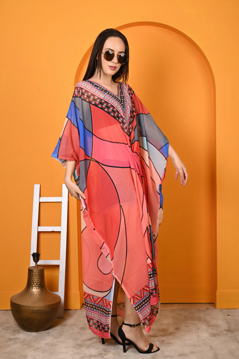 Kinza - Women- Digital Printed Abstract Kaftan For Women