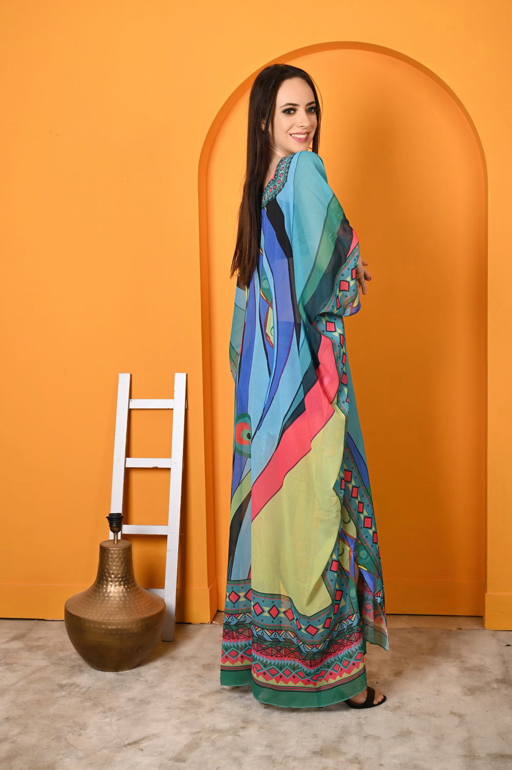 Kinza - Women- Digital Printed Abstract Kaftan For Women