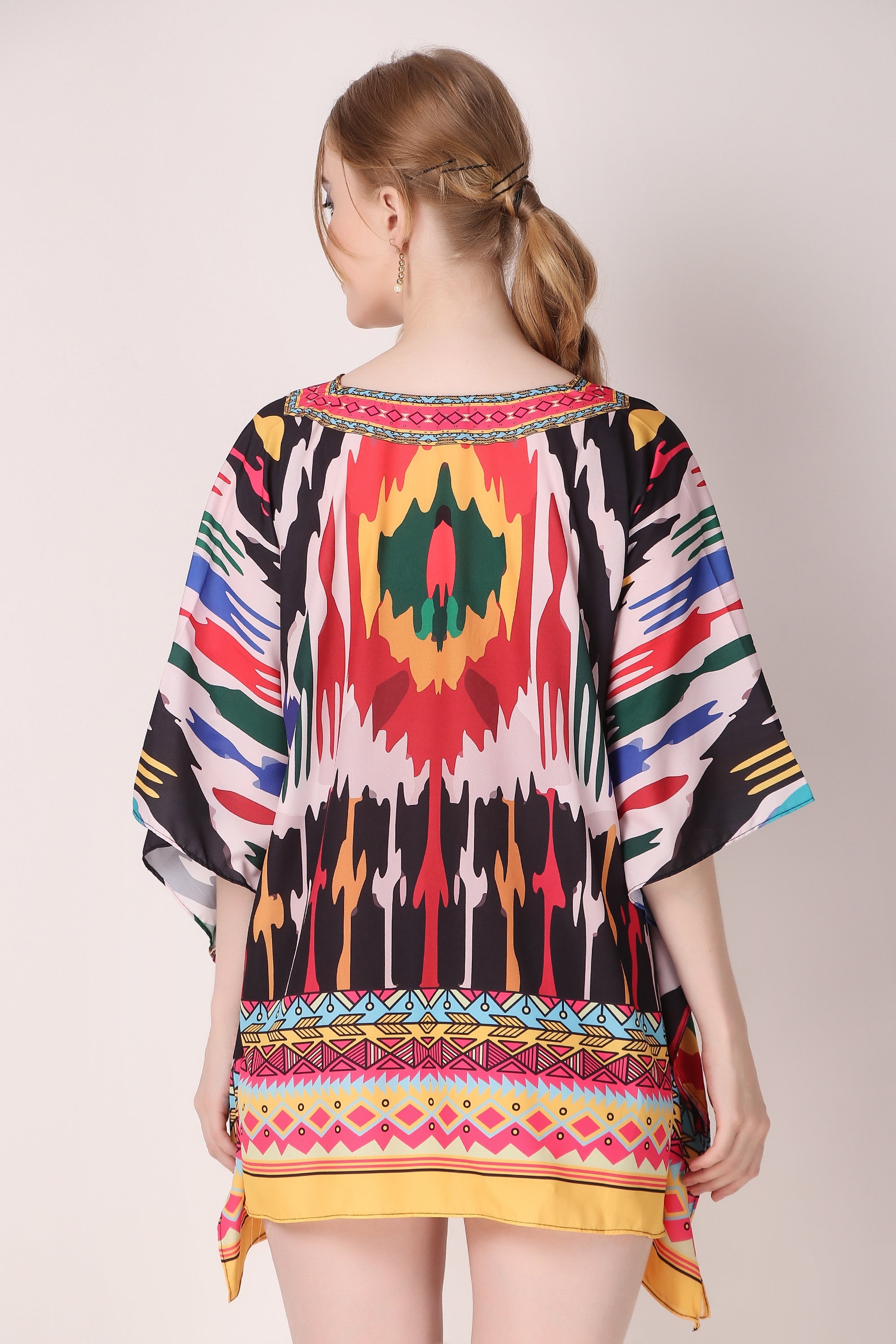 Rabiya - Amani - Multicolor Ikat Print Designer Short Dress