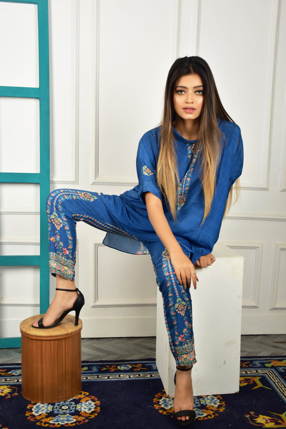 Self-Portrait -Women- Printed Co Ords Set Blue