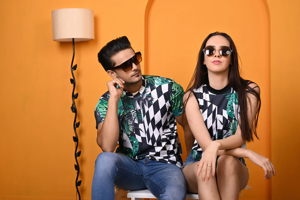 Kinza -Couple - Checker Printed T-Shirt