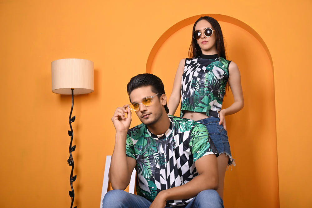 Kinza -Couple - Checker Printed T-Shirt